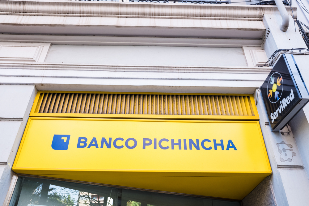 Banco Pichincha branch in Quito — the largest private bank in Ecuador with the widest ATM network and a functional mobile app